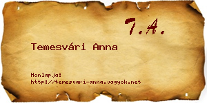 Temesvári Anna névjegykártya